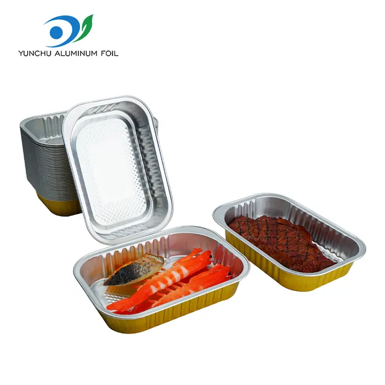 Contenedores de aluminio de aluminio de comida para llevar cuadrado Contenedores de aluminio de aluminio de comida para llevar cuadrado