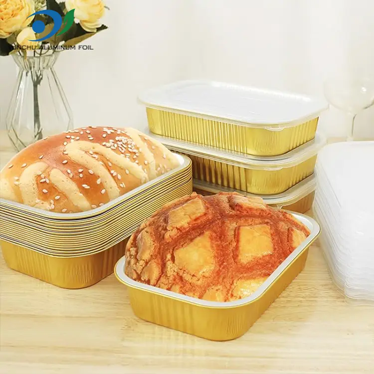 Contenedores de aluminio de aluminio de comida para llevar cuadrado