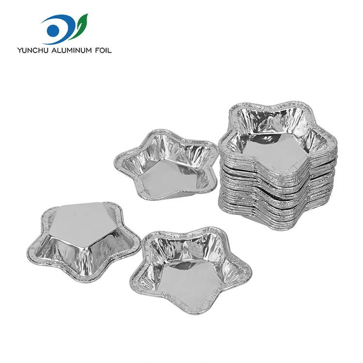Tazas de tarta de papel de aluminio en forma de estrella para hornear Envase de comida de papel de aluminio