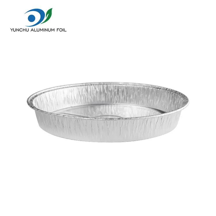 Contenedor de papel de aluminio redondo plateado engrosado para entrega de alimentos